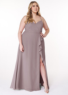 Azazie Naeem Bridesmaid Dresses Dusk A-Line V-Neck Ruffle Chiffon Dress image9