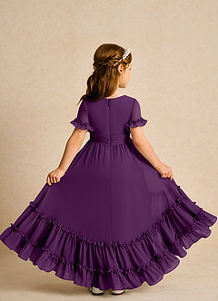 Azazie Kass Blumenmädchenkleider A-Linie Plissee Chiffon Kleid Traube image3