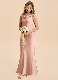 Azazie Rylina Junior Robe Sirène en Satin extensible Or Rose image1