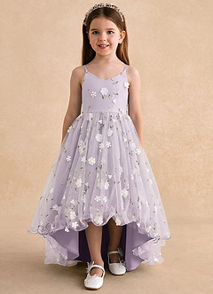 Azazie Celia vestidos de niña de las flores Vestido Lila Esmerilada de Tul de Línea A con Tirantes finos image6