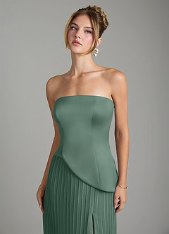 Azazie Tierney Robes de demoiselle d'honneur Robe Trapèze Convertible en Mousseline de soie Sans bretelles Mousse De Mer image3