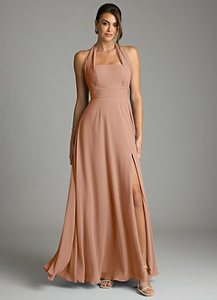 Azazie Tamira Suknie dla druhen Linia A Pofałdowany Szyfon Do ziemi Sukienka image1