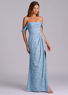 Azazie Johana Bridesmaid Dresses Powder Blue Mermaid Off the Shoulder Floral Burnout Convertible Dress image5