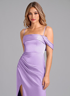 Azazie Lisbeth Bridesmaid Dresses Lilac Mermaid Off the Shoulder Stretch Satin Convertible Dress image2