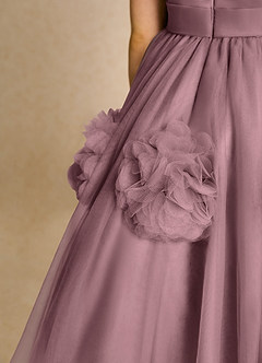 Azazie Vola vestidos de niña de las flores Vestido de Malva Vintage de Tul de Princesa con Sin mangas image6