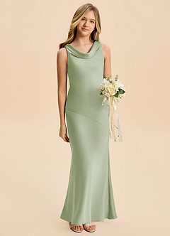 Azazie Rylina Junior Dusty Sage Mermaid Stretch Satin Dress image3