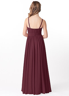 Azazie Astrid Junior Cabernet A-Line Floral Chiffon Dress image2