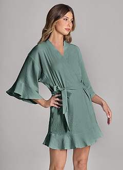 front Matching Color Ruffled Cloud-Soft Robe