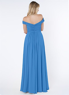 Azazie Audrianna Bridesmaid Dresses Blue Jay A-Line Off-The-Shoulder Gathered Chiffon Convertible Dress image7