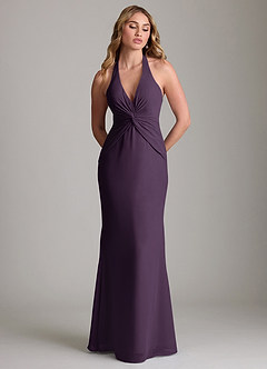 Azazie Valerie Bridesmaid Dresses Plum Mermaid Pleated Chiffon Dress image3