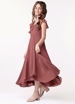 Azazie Posie Junior Amethyst A-Line Ruched Chiffon Dress image1