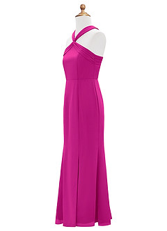 Azazie Rue Junior Robe Sirène en Mousseline de soie Fente Latérale Fuchsia image8