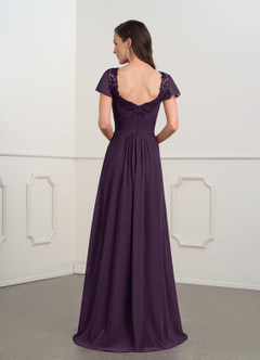 Azazie Gwenyth Mother of the Bride Dresses Plum A-Line Lace Chiffon Dress image4