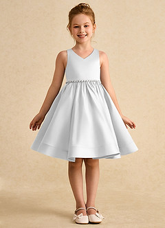 Azazie Julietta Flower Girl Dresses Diamond White Ball-Gown Convertible Tulle Dress image9