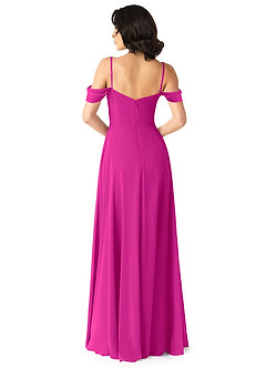 Azazie Tancie Brautjungfernkleider Wandelbar A-Linie Schulterfrei Chiffon Kleid Fuchsia image2