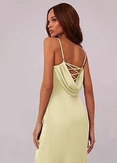 Barbie ♥ Azazie Bridesmaid Dresses Lemon Sorbet Mermaid Corset Stretch Satin Dress image3