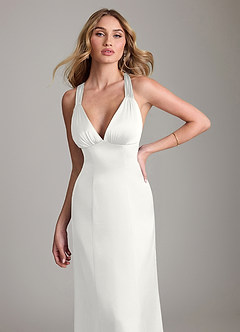 Azazie Cemion Suknie dla druhen Linia A Satyna elastyczna Do ziemi Sukienka image6