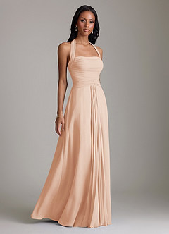 Azazie Clarisa Bridesmaid Dresses English Rose A-Line Pleated Chiffon Dress image1