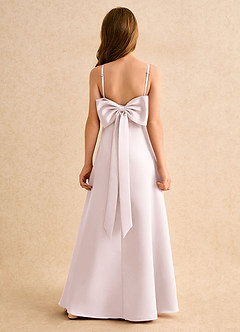 Azazie Joella Girls Formal Robe Demoiselle D'honneur Fillette Robe Trapèze en Mat Satiné Plissé Rose Pâle image1