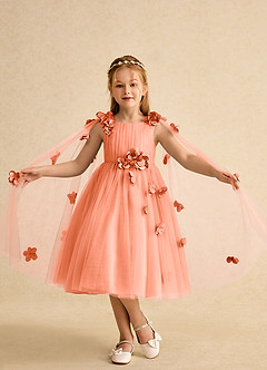 Azazie Staria Flower Girl Dresses Sunset Ball-Gown Ruched Tulle Dress image4