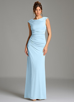 Azazie Chantal Robes de demoiselle d'honneur Robe Sirène en Jersey extensible de qualité supérieure Plissée Bleu Ciel image1