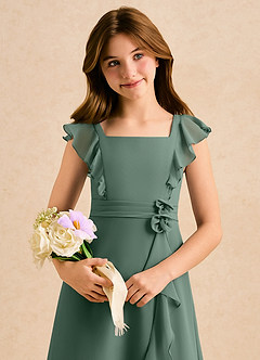 Azazie Soso Girls Formal Flower Girl Klänningar Klä A-Line i Chiffong Plisserad image6