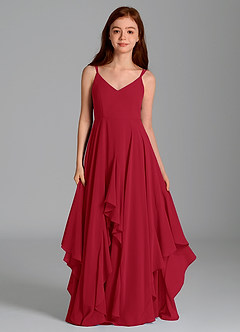 Azazie Karan Junior Scarlet A-Line Chiffon Dress image4