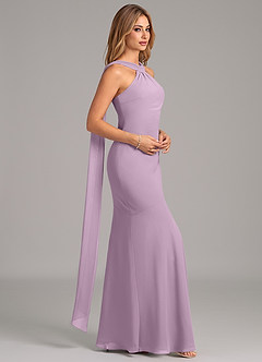 Azazie Kinsley Vestidos de damas de honor Vestido de Glicinia de Gasa de Corte Sirena con Plisado image6