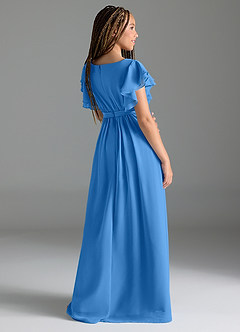 Azazie Daphne Junior Blue Jay A-Line Pleated Chiffon Dress image5
