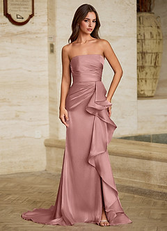 Liorah Pink Strapless Prom Dress image1