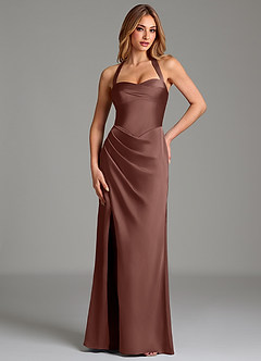 Azazie Serenity Vestidos de damas de honor Vestido de Expresado de Satén Elástico de Corte Sirena con Escote de Corazón image1