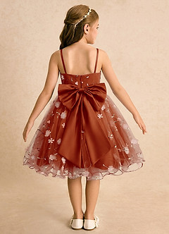 Azazie Junebug Flower Girl Dresses Paprika Ball-Gown Spaghetti Strap Tulle Dress image1