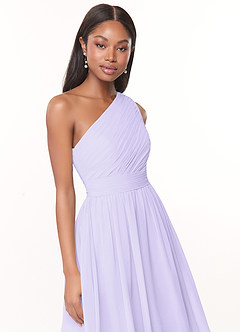 Azazie Katrina Bridesmaid Dresses Lilac A-Line One Shoulder Chiffon Dress image5