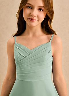 Azazie Hollie Girls Formal vestidos de niña de las flores Vestido de Agave de Gasa de Corte en A con Escote de Corazón image6