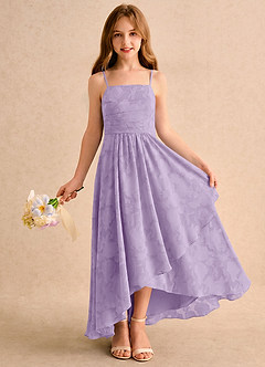 Azazie Twilight Girls Formal Sukienki dla dziewczynek sypiących kwiaty Litera A Plisowana Kwiatowe wypalenie Asymetryczny Sukienka image1