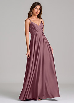 Azazie Amani Brautjungfernkleider A-Linie Plissee Stretch-Satin Kleid Amethyst image1