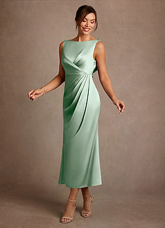 Azazie Mazhe Kleider für die Brautmutter A-Linie Plissee Stretch-Satin Kleid Agave image3