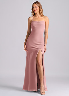 Azazie Grata Bridesmaid Dresses Dusty Rose Mermaid Pleated Chiffon Dress image1