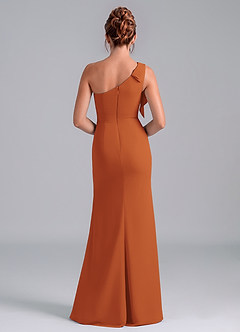 Azazie Rinna Bridesmaid Dresses Cinnamon Mermaid One Shoulder Chiffon Dress image2