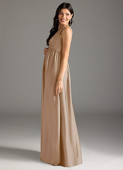 Azazie Yetta Maternity Bridesmaid Dresses A-Line Pleated Stretch Satin Floor-Length Dress image4