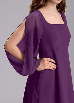 Azazie Bondi Junior Vestido de Uva de Gasa de Corte en A con Blusón image8