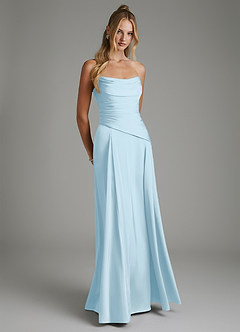 Azazie Gabriela Bridesmaid Dresses Sky Blue A-Line Corset Stretch Satin Dress image8