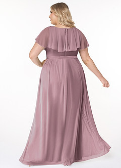 Azazie Jael Bridesmaid Dresses A-Line V-Neck Mesh Floor-Length Dress image4