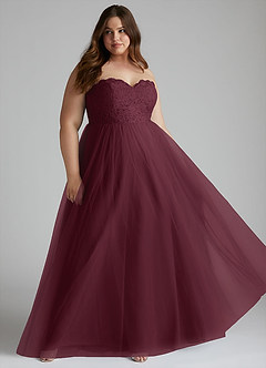 Azazie Roni Bridesmaid Dresses Cabernet A-Line Sweetheart Neckline Tulle Convertible Dress image7