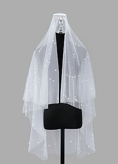 front Viola Pearl Fingertip Veil With Blusher