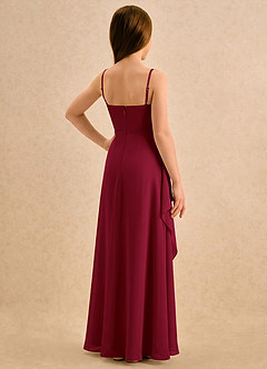 Azazie Cannoli Girls Formal Flower Girl Dresses Burgundy A-Line Pleated Chiffon Dress image2