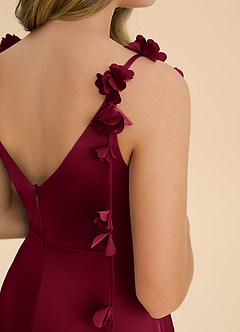 Azazie Gumdrop Junior Empire Plissee Stretch-Satin Kleid Burgunderrot image6