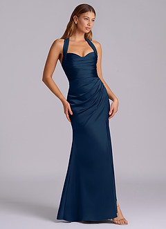 Azazie Destiny Bridesmaid Dresses Dark Navy Mermaid Sweetheart Neckline Stretch Satin Dress image3