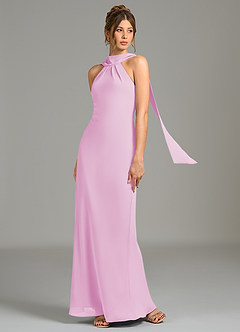 Azazie Cassiana Bridesmaid Dresses Candy Pink Mermaid Pleated Chiffon Dress image1