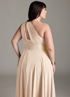 Azazie Charlize Bridesmaid Dresses White Alabaster A-Line One Shoulder Chiffon Dress image13
